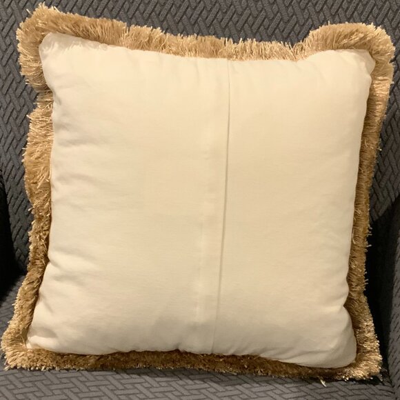 Decorative Fringe Square Pillow with Sea Coral Reef Design 100% Cotton - Picture 2 of 9